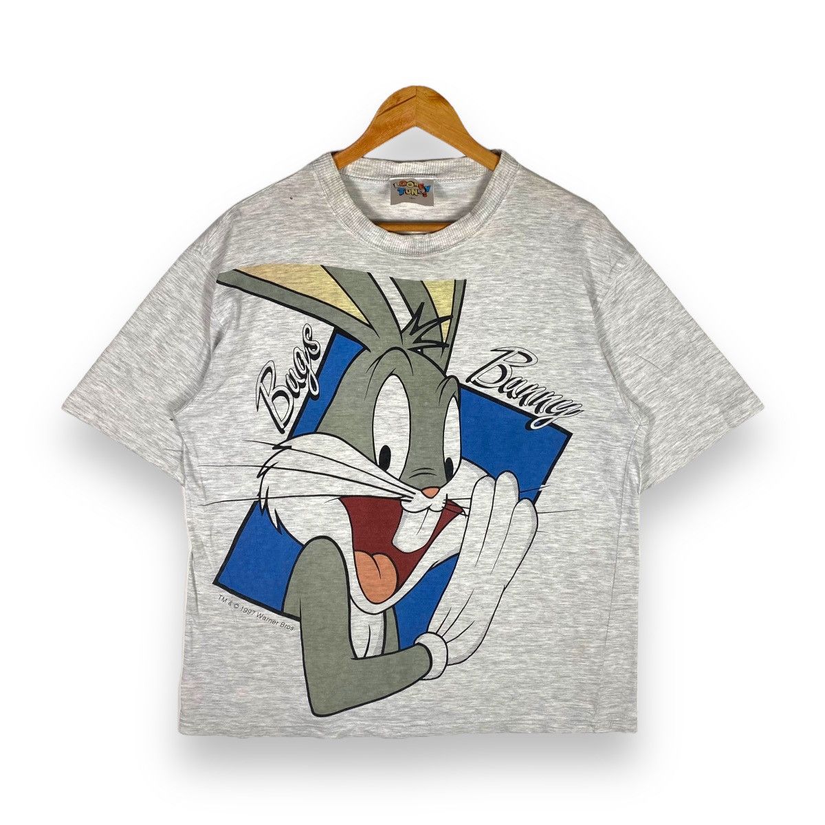 image of Cartoon Network x Vintage 1997 Looney Tunes Bugs Bunny Big Print Tee in Grey, Men's (Size Large)