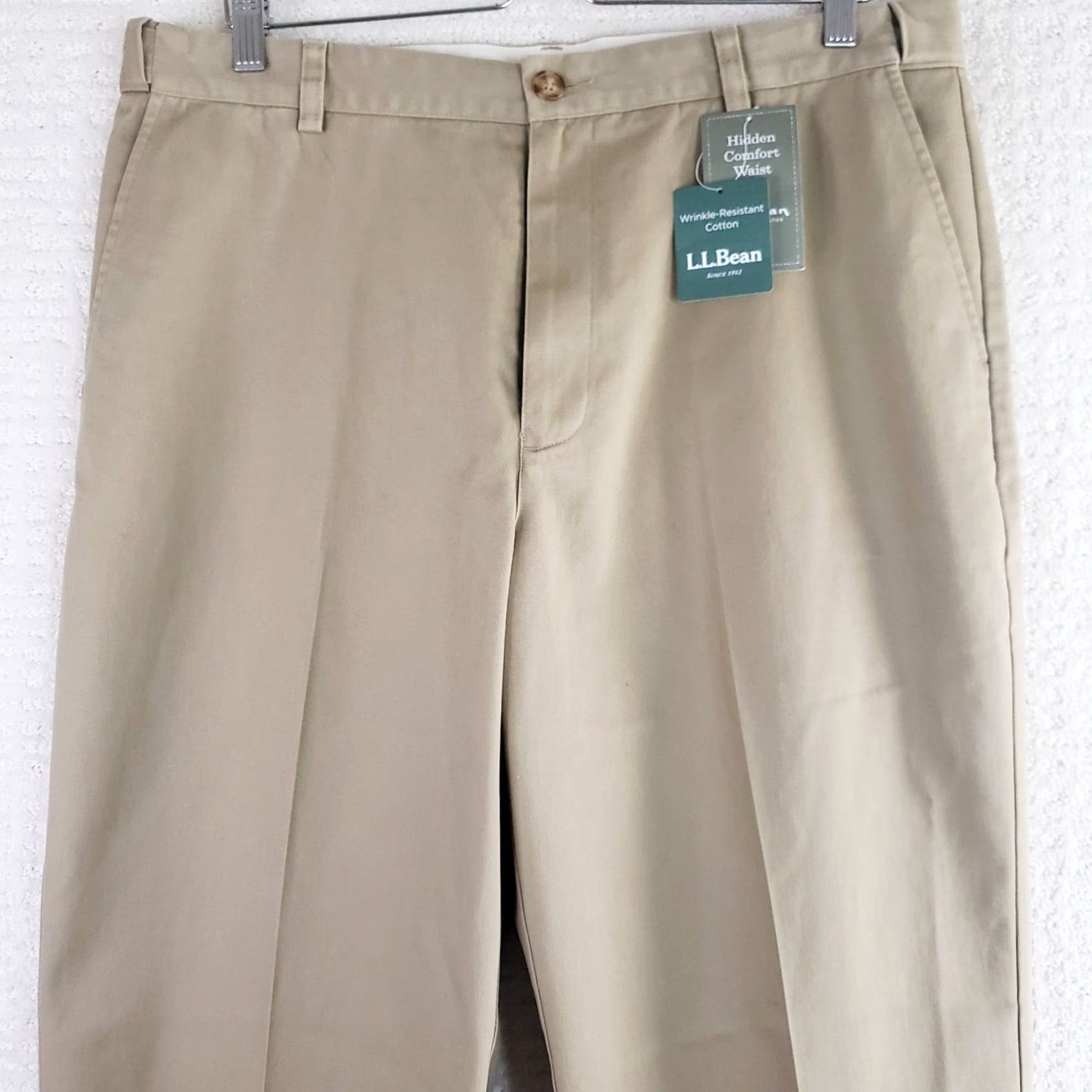 Vintage LL Bean Pants Mens 37X29 Khaki Cotton Adjustable Comfort Waist Straight Leg NWT Size US 37 - 2 Thumbnail