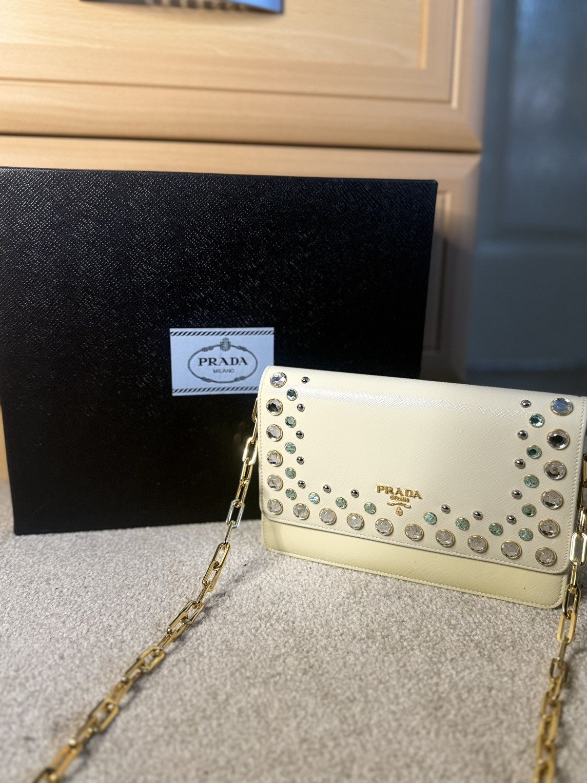 Prada prada team talco saffiano leather rhinestone jewel bijoux Size ONE SIZE - 1 Thumbnail