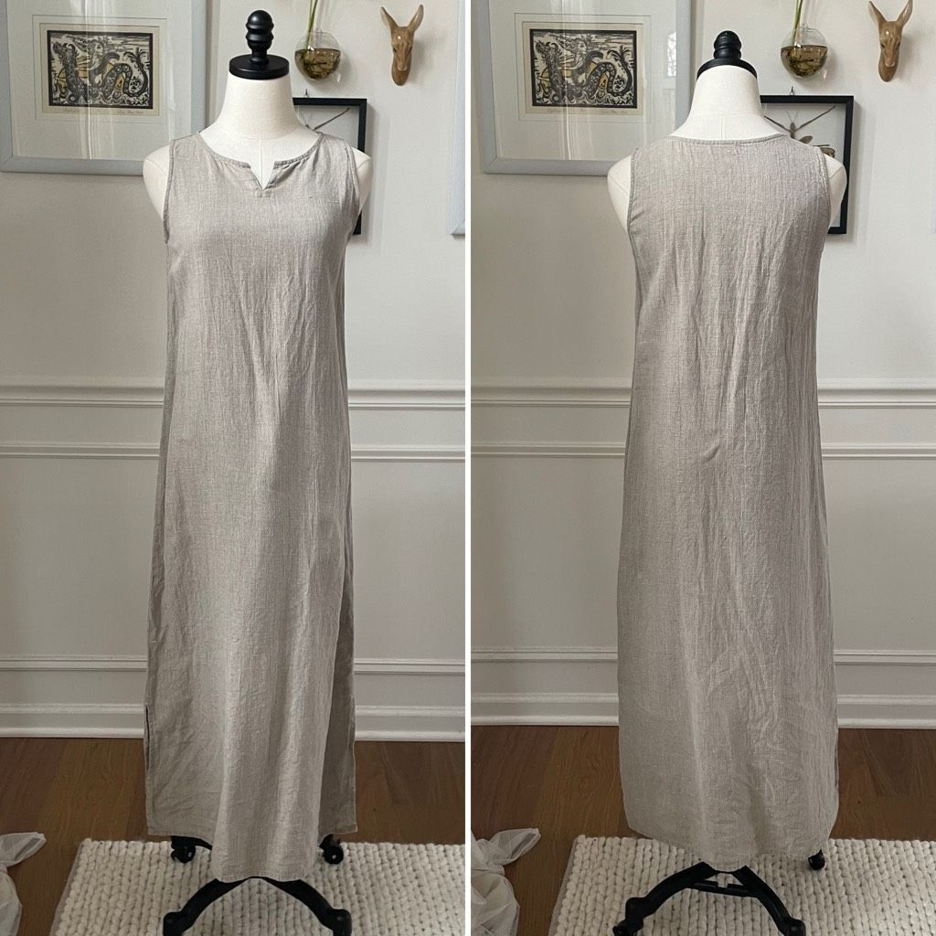 Fog Linen Work Flax Sleeveless Maxi Dress $250 S