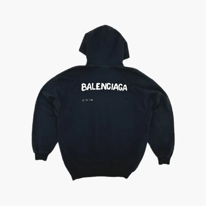 Balenciaga Balenciaga Black Logo Print Oversized Hoodie 0079-2507 Size XS / US 0-2 / IT 36-38 - 1 Thumbnail