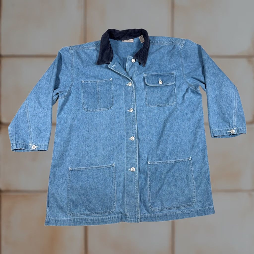 Denime VINTAGE Marsh Landing Chore Coat Womens XL Blue Denim Corduroy 90s Jacket Size XL / US 12-14 / IT 48-50 - 1 Thumbnail