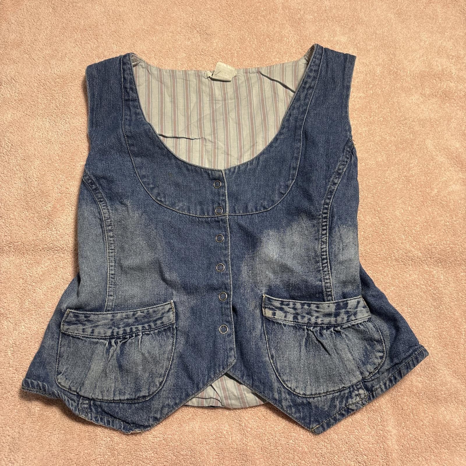 At Last & Co y2k vintage denim button up vest Size L / US 10 / IT 46 - 1 Thumbnail