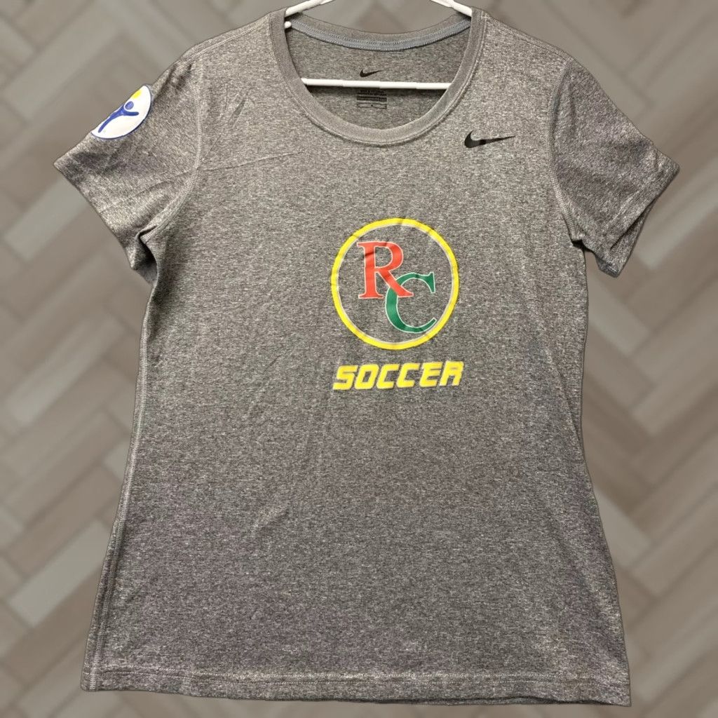 Nike Nike Shirt Women Crew Neck Graphic Tee Cotton Blend Gray Small S Regular Nike RC Soccer 113-35 Size S / US 4 / IT 40 - 1 Thumbnail