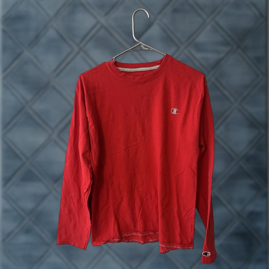 Champion Champion Mens Long Sleeve Pullover Logo T Shirt Medium Red Athleticwear Logo Size US M / EU 48-50 / 2 - 1 Thumbnail