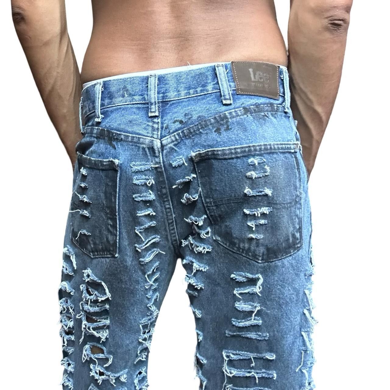 Lee ASTROBOI* x Lee Relaxed Grunge Blue & Blue Denim Shorts 34" Size US 34 / EU 50 - 4 Thumbnail