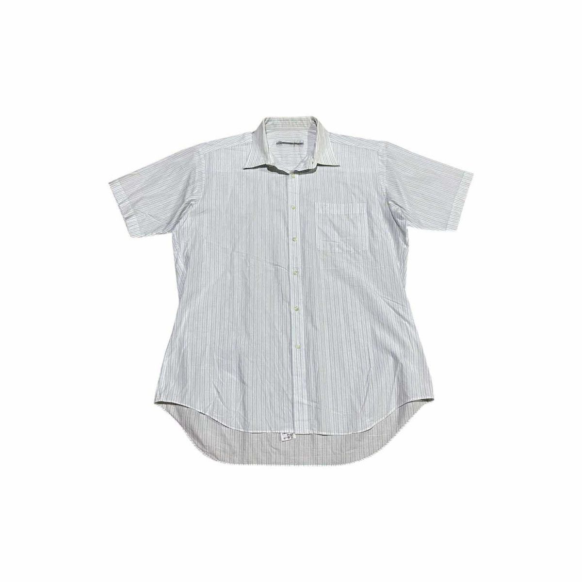 Courreges 🔥Vintage Courreges Homme Striped Shirt Ss Embroidered Logo Size US XL / EU 56 / 4 - 1 Thumbnail