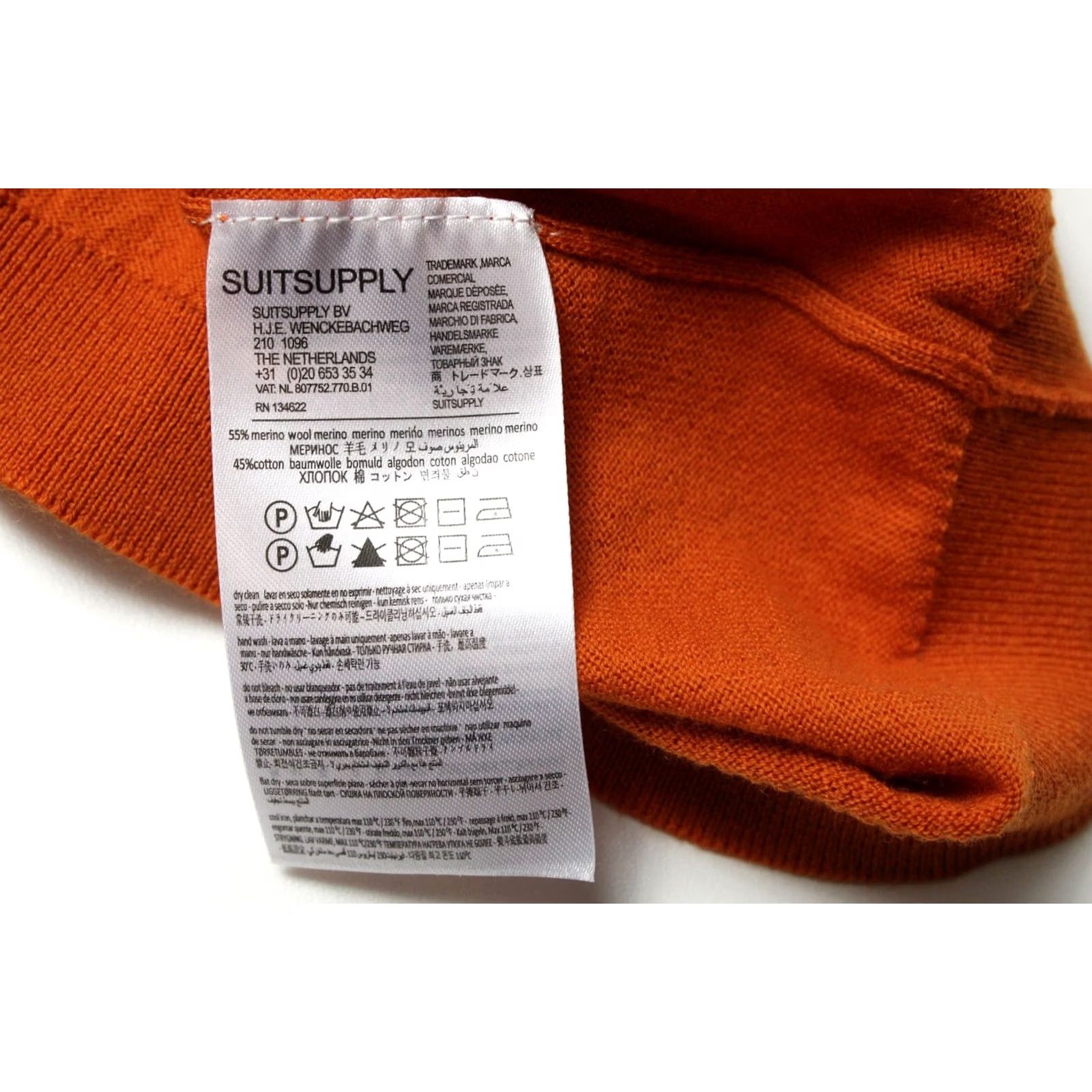 Suitsupply Suitsupply Olympics T-Shirt Women's 2XL Merino Wool Short Sleeve Knitted Shirt Adult Women Orange Crew Neck Logo Size XXL / US 16-18 / IT 52-54 - 5 Thumbnail