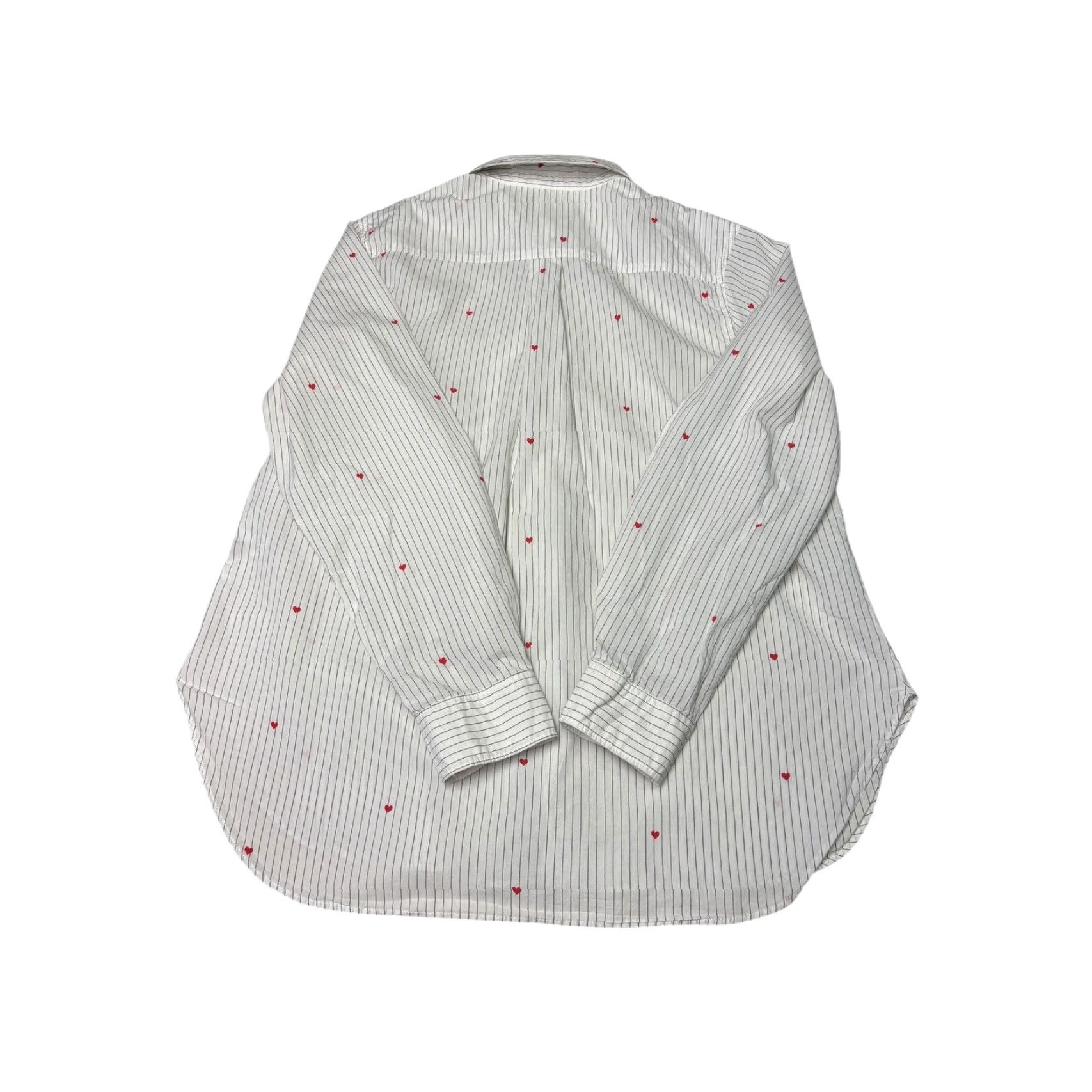 Marine Layer Marine Layer White Pinstripe Red Heart Embroidered Button-Down Women Shirt M Size M / US 6-8 / IT 42-44 - 6 Thumbnail