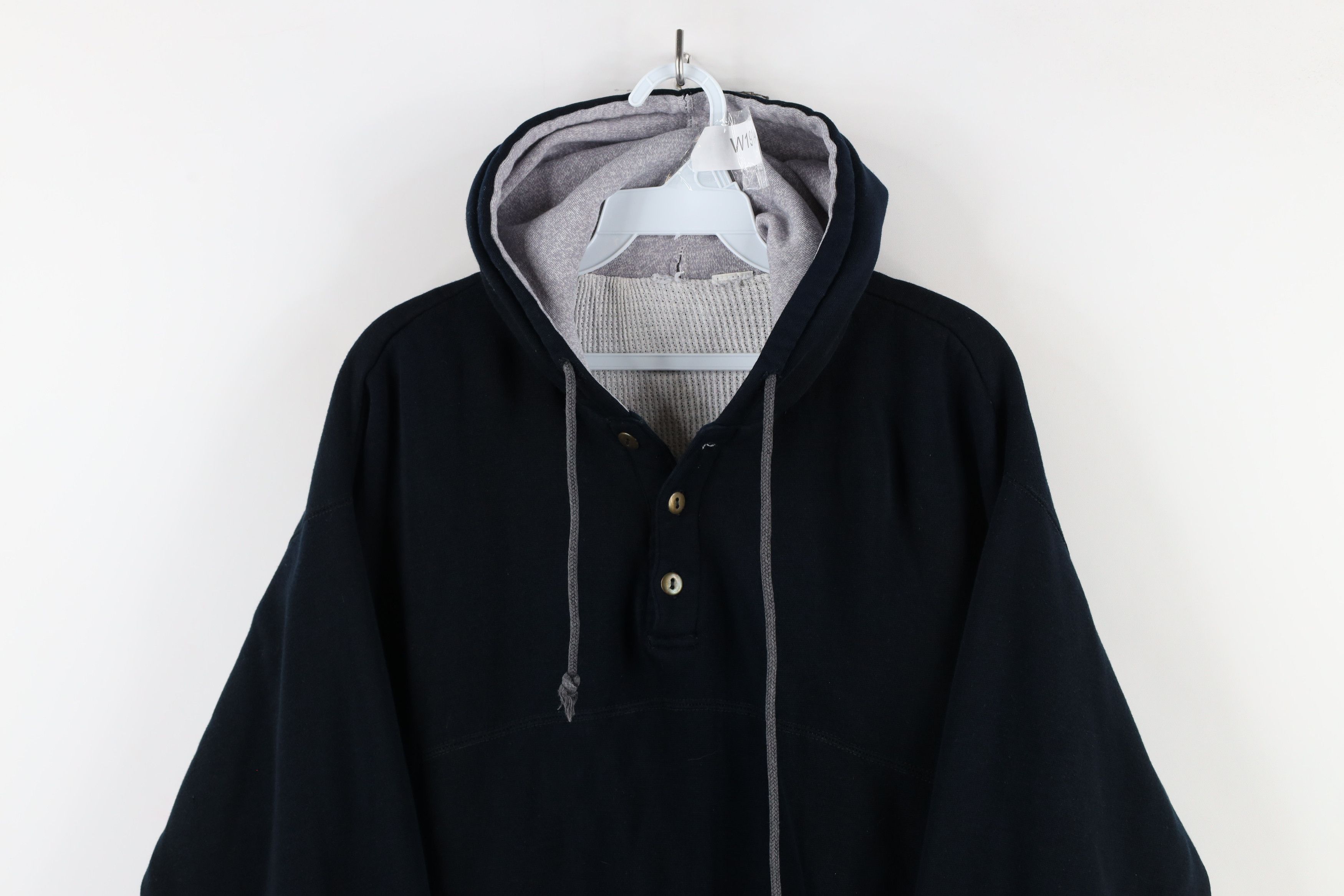 Vintage Vintage 90s Streetwear Wall Blank Henley Hoodie Sweatshirt Size US M / EU 48-50 / 2 - 2 Thumbnail
