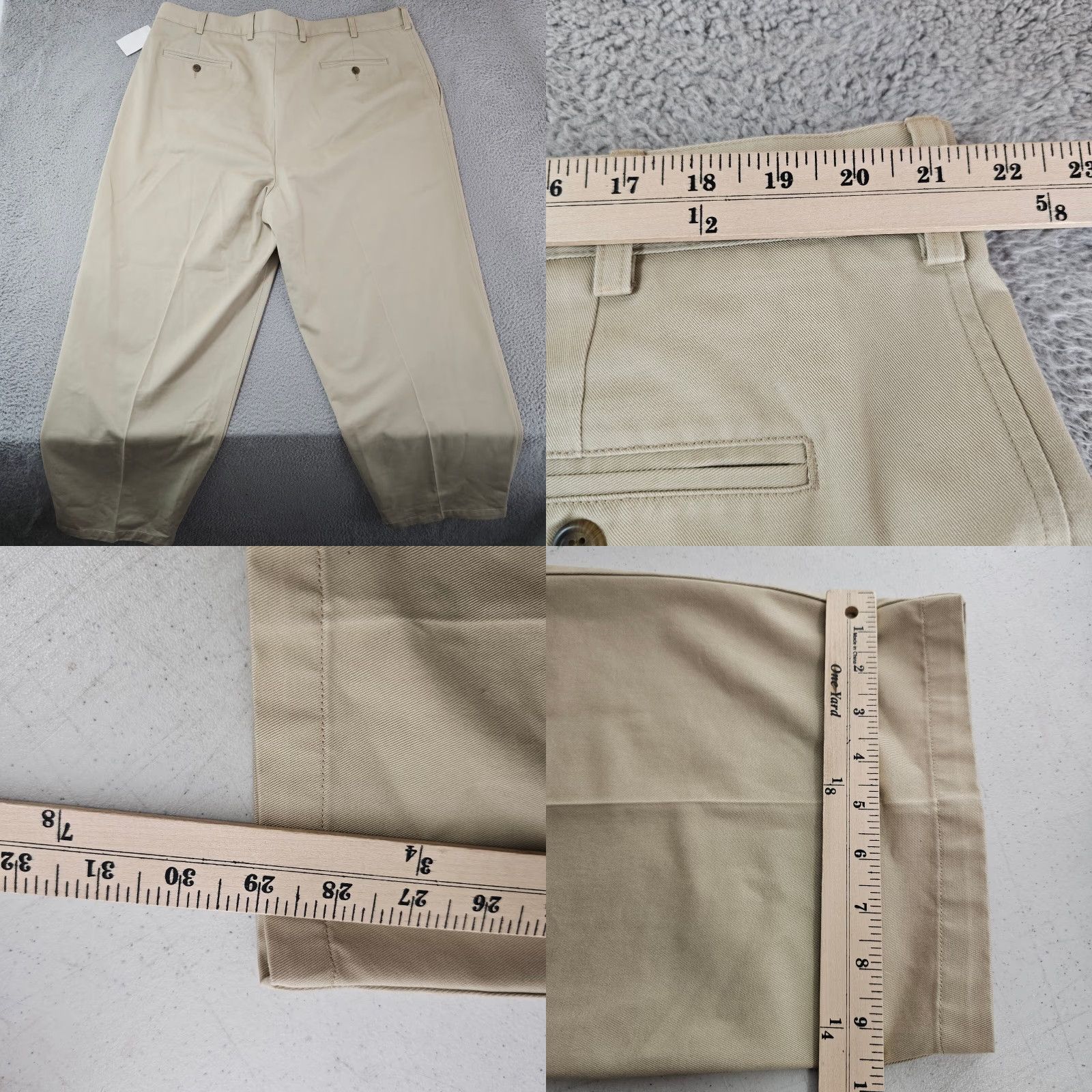 Nordstrom Nordstrom Mens Dress Pants 44x30 Khaki Twill Pleated Cotton Classic Straight Belt Loops Pockets Size US 44 / EU 60 - 8 Thumbnail