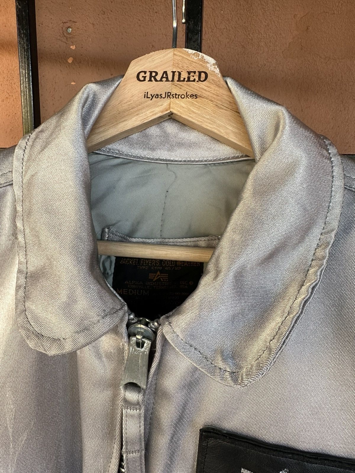 Vintage Vintage Alpha Industries Silver Bomber Jacket Grailed