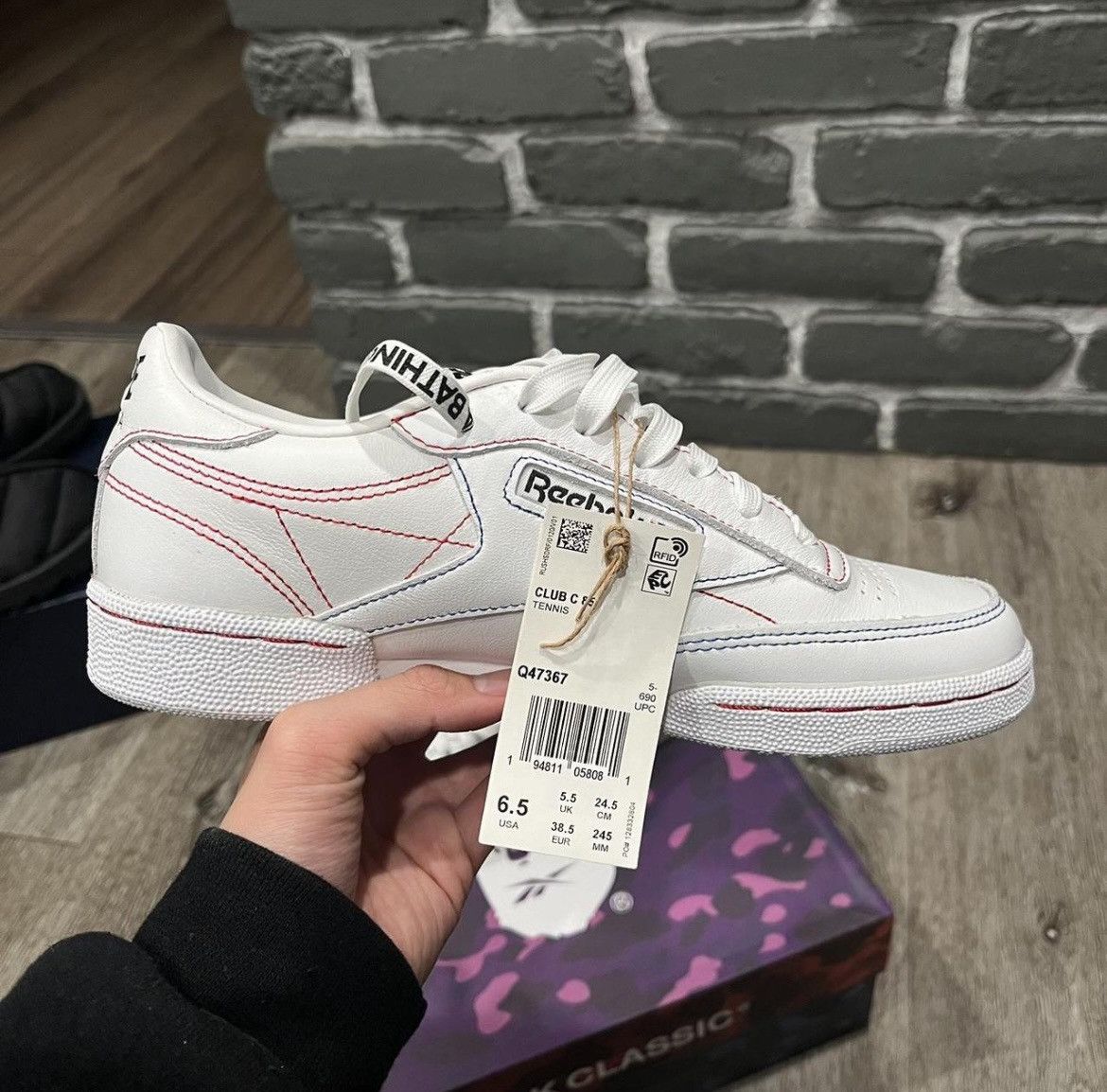 Bape × Reebok Reebok BAPE x Club C 85 ‘White’ (2022) Size US 6.5 / EU 39-40 - 3 Thumbnail
