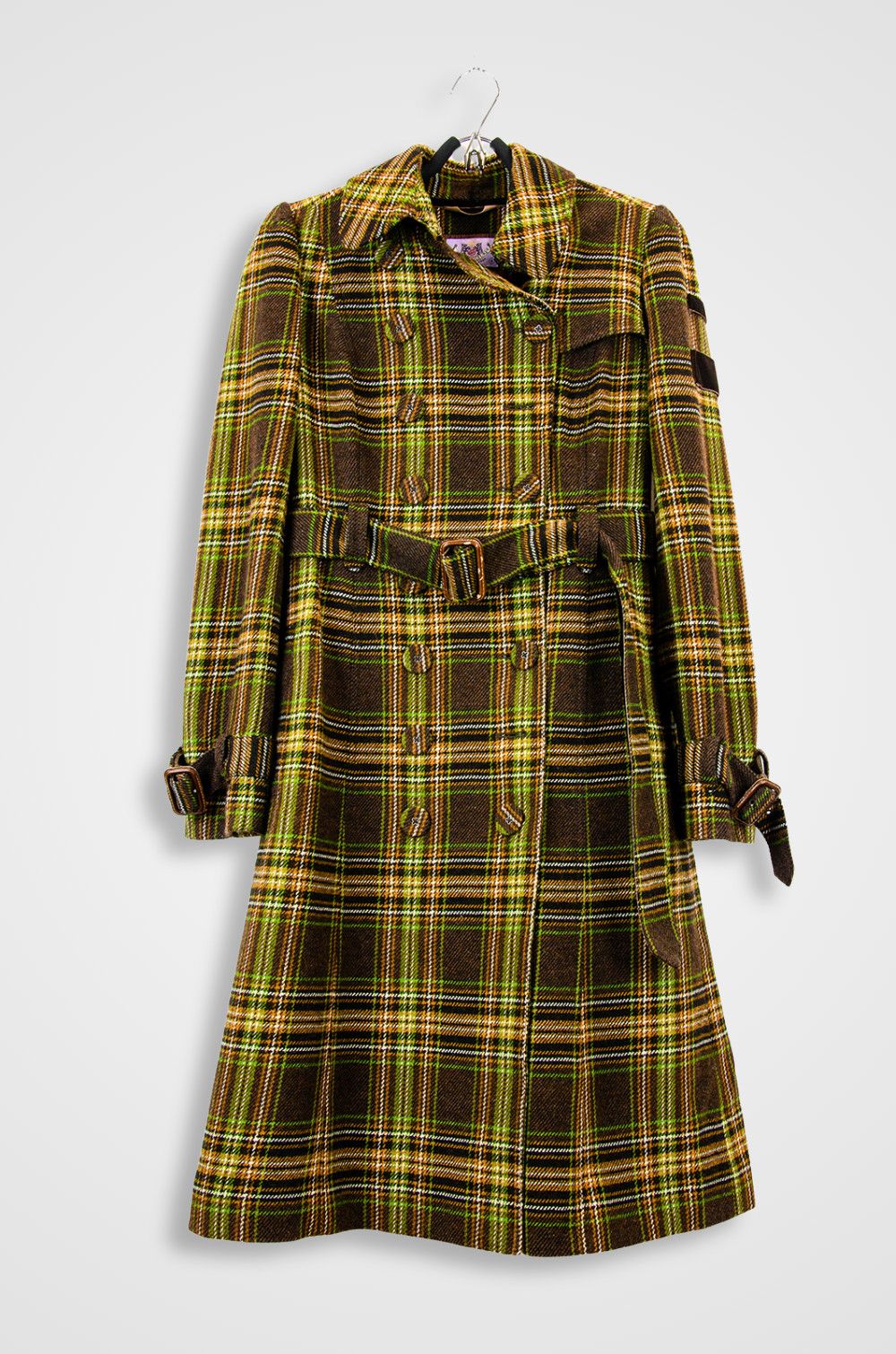 Juicy Couture Plaid Wool Trench Coat Size 8