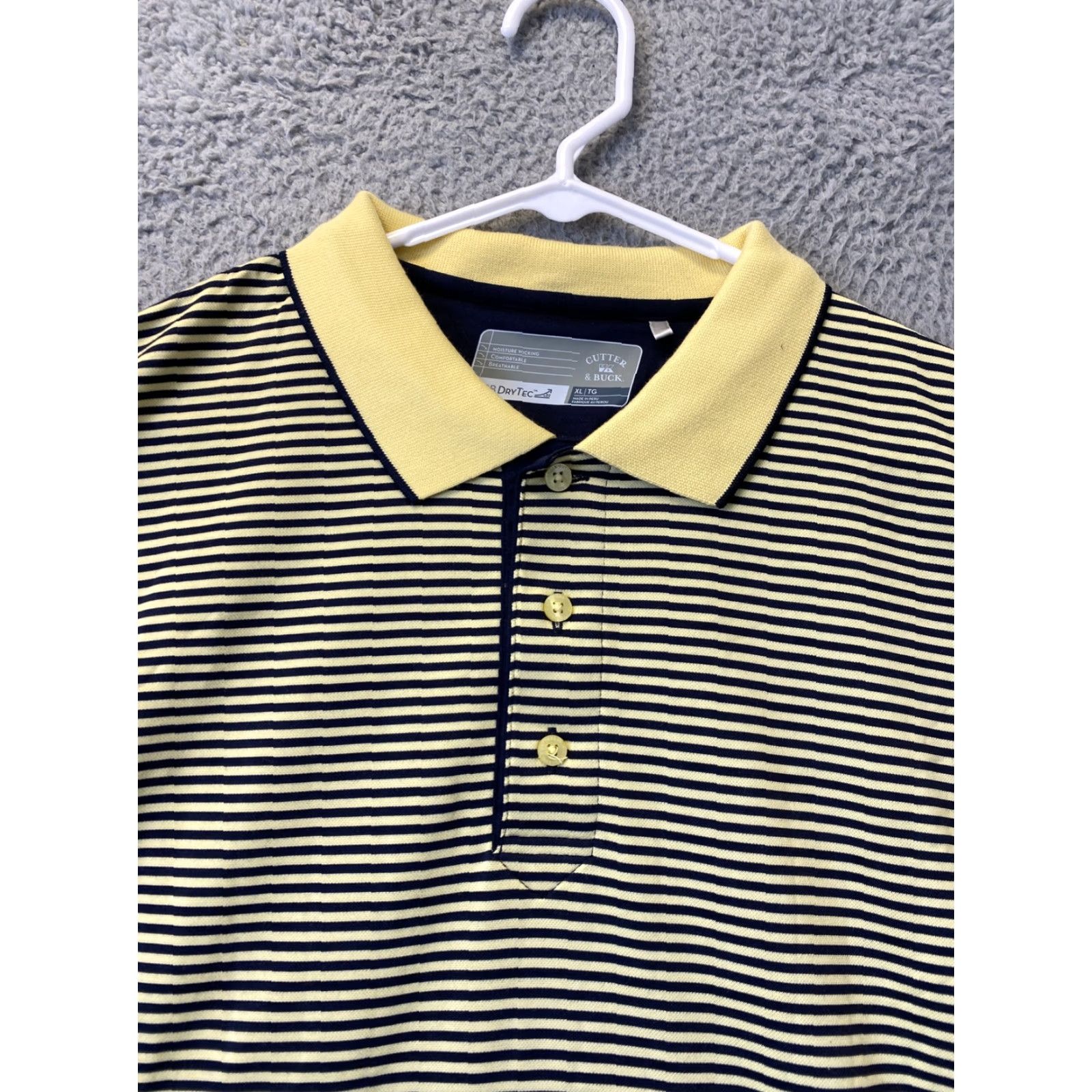 Cutter & Buck Cutter & Buck Polo Mens XL Multicolor Blue Striped Stretch Golf Casual Size US XL / EU 56 / 4 - 2 Thumbnail