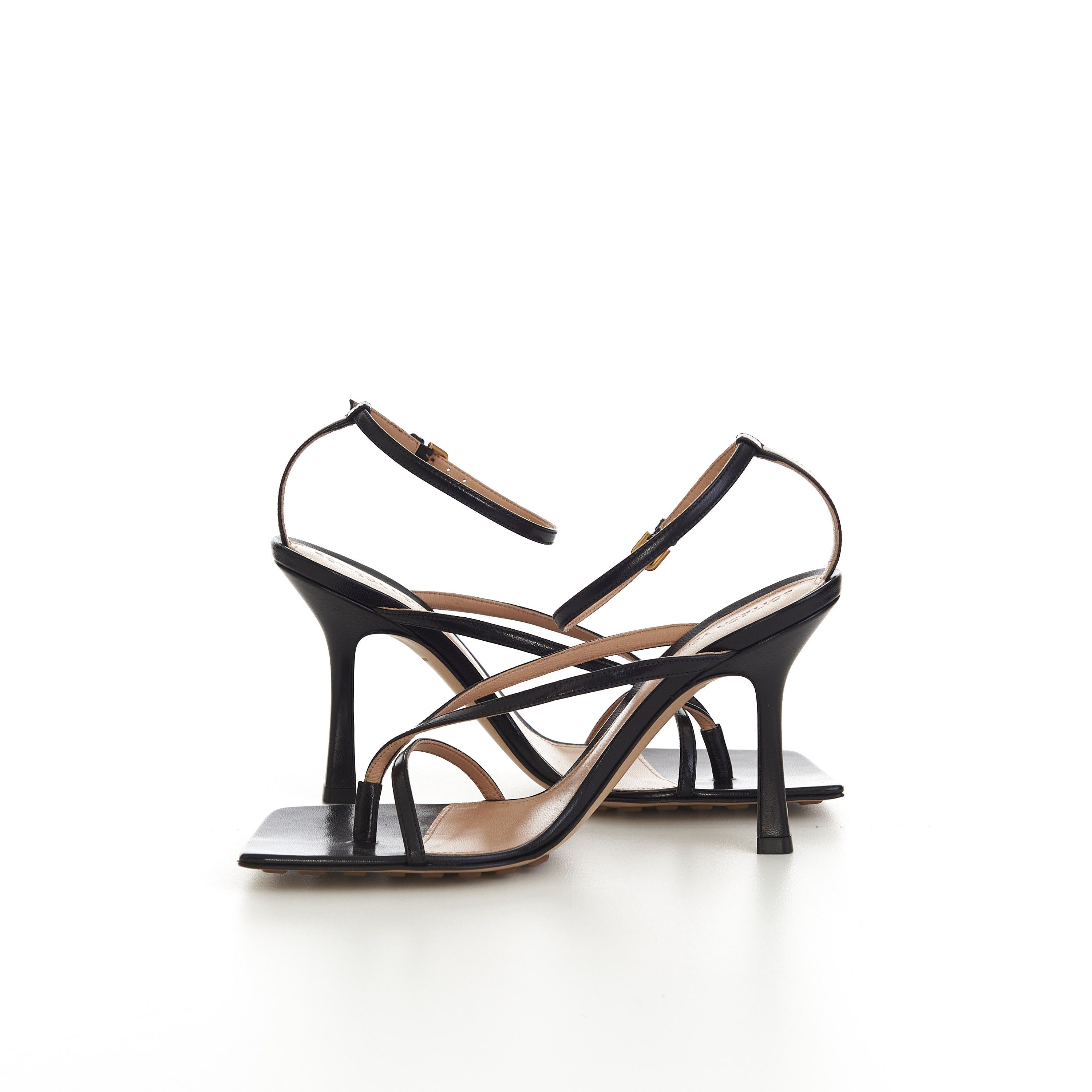 Bottega Veneta Stretch Strap Sandals In Black Lambskin Leather Size US 6 / IT 36 - 11 Thumbnail