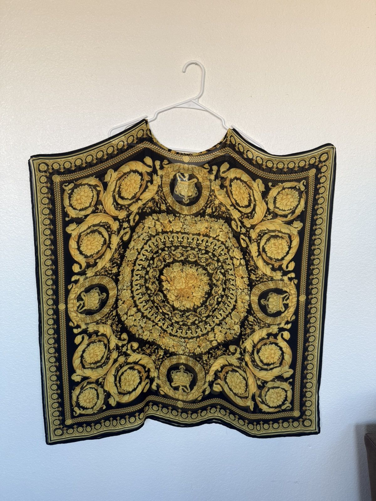 Versace Vintage-Inspired Gold & Black Baroque Sheer Poncho Top Size ONE SIZE - 7 Thumbnail