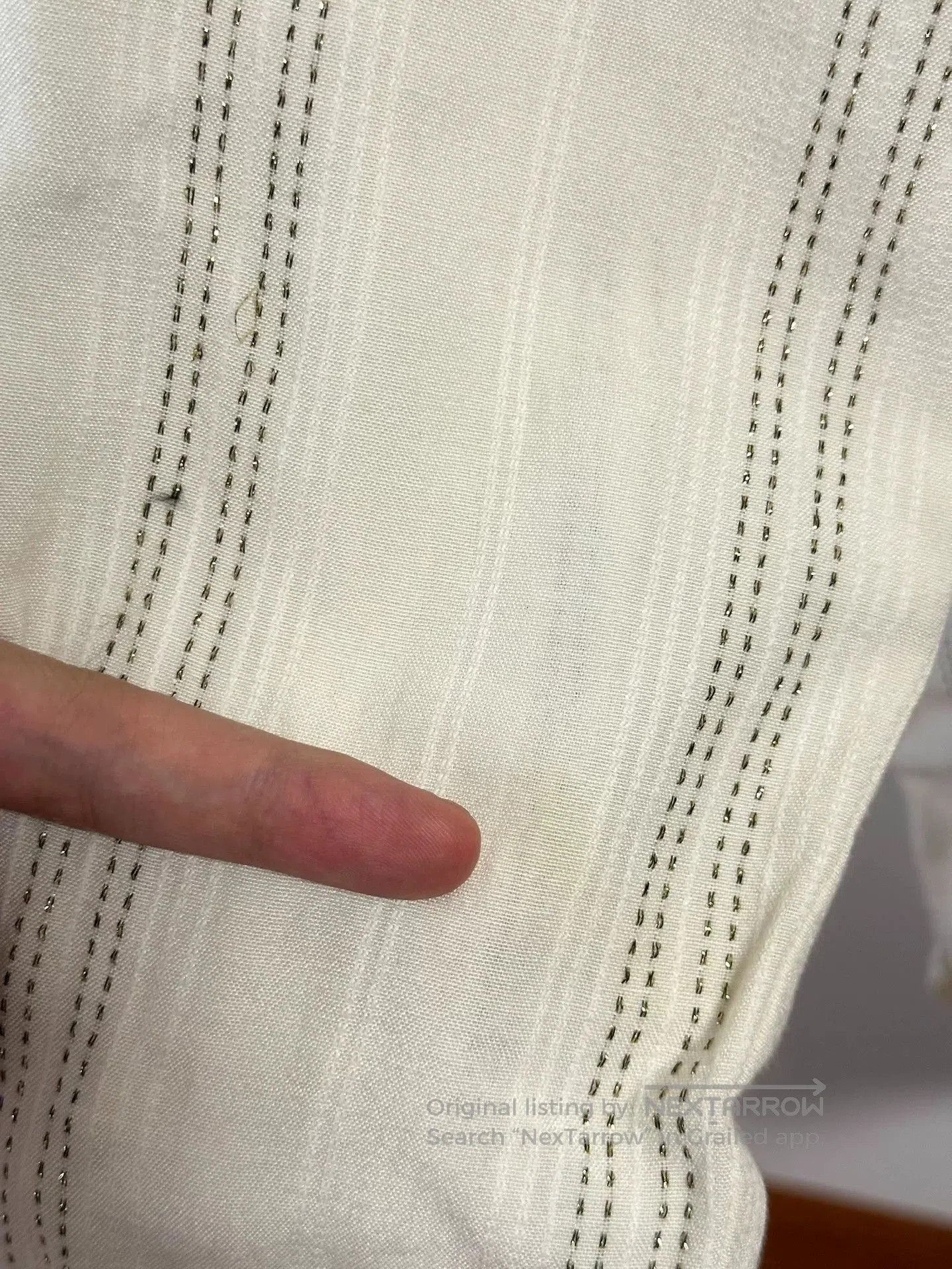 Saint Laurent Paris Saint Laurent Beige Metallic Stripe Shirt. Size M / US 6-8 / IT 42-44 - 3 Thumbnail