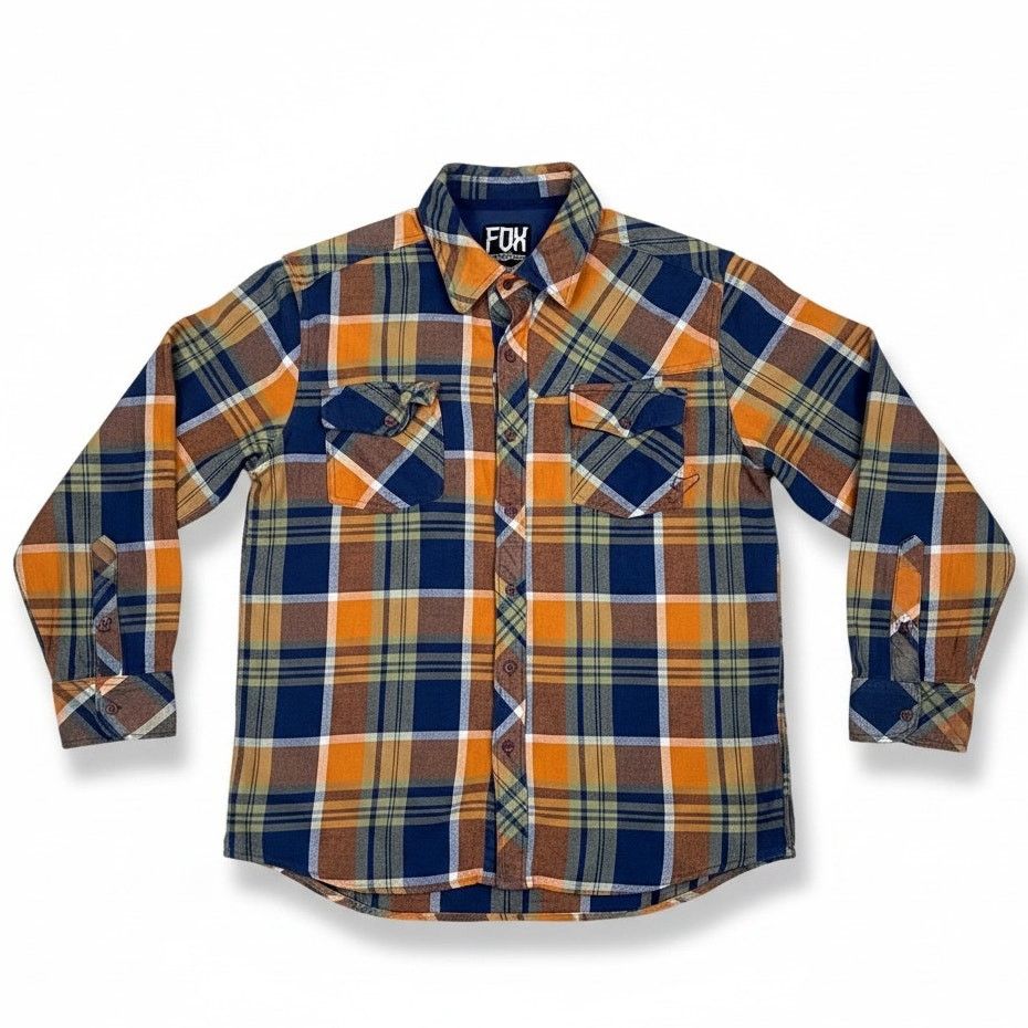 Fox Racing Fox Racing Flannel Shirt Mens XL Orange Plaid Long Sleeve Size US XL / EU 56 / 4 - 1 Thumbnail