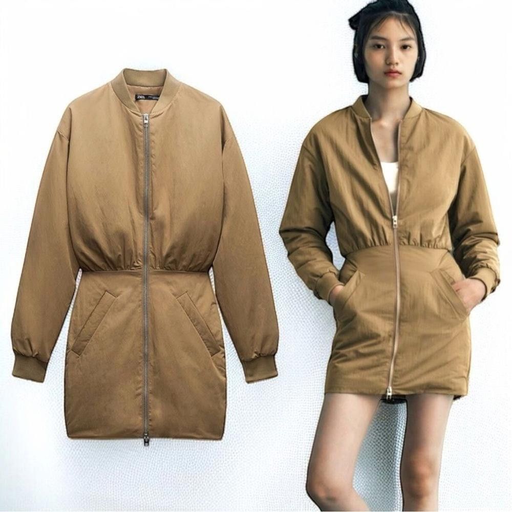 Zara Zara Women's Tan puffer Jacket Size S / US 4 / IT 40 - 1 Thumbnail