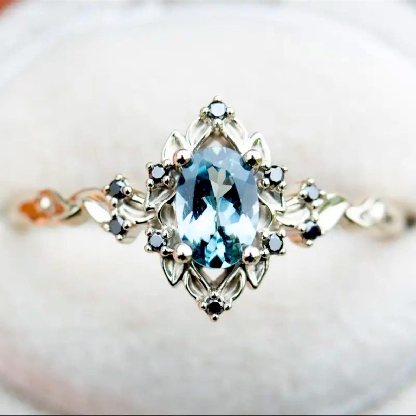 Designer Silver and Blue Gemstone Ring Size 6 NWT Size ONE SIZE - 1 Thumbnail