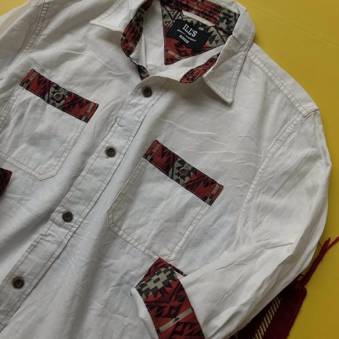 Japanese Brand Ills Shirt japan white colorway navajo shirt Iconic Size US M / EU 48-50 / 2 - 3 Thumbnail