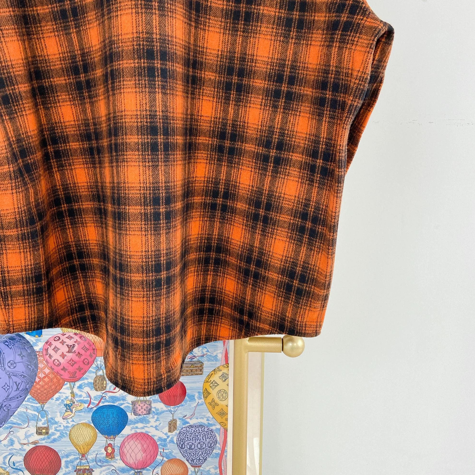 Celine CELINE Orange Gingham Lapel Relaxed SB LS Shirt 41 Size US L / EU 52-54 / 3 - 5 Thumbnail