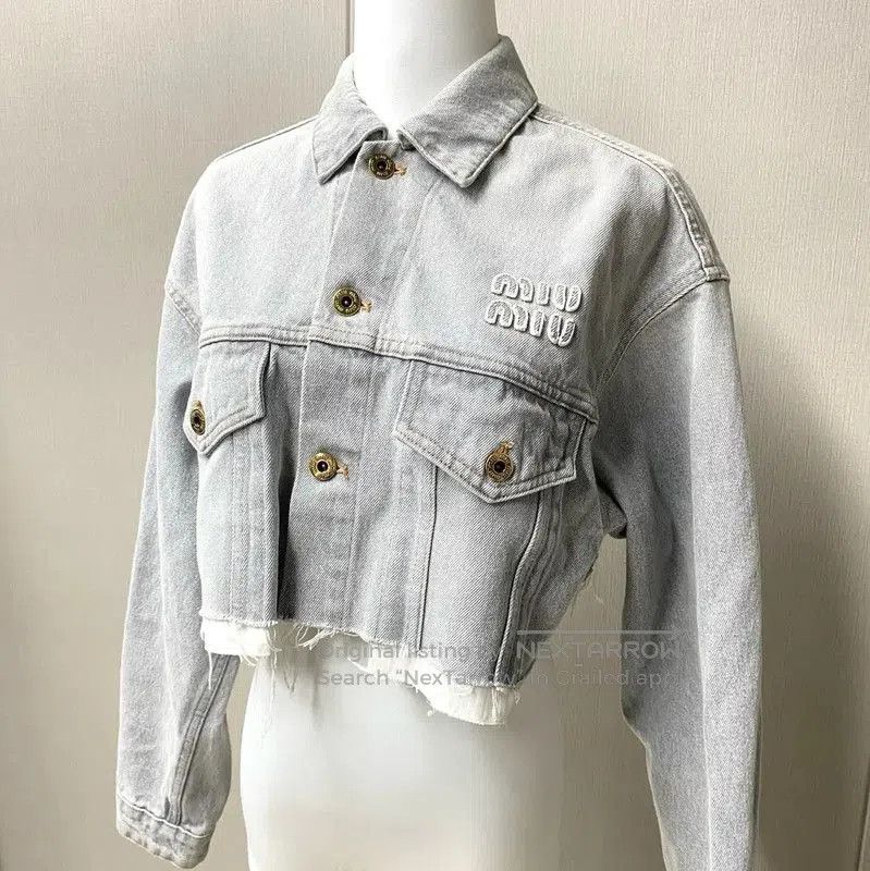 Miu Miu Miu Miu Spring Autumn Gray Denim Cropped Cardigan . Size M / US 6-8 / IT 42-44 - 2 Thumbnail
