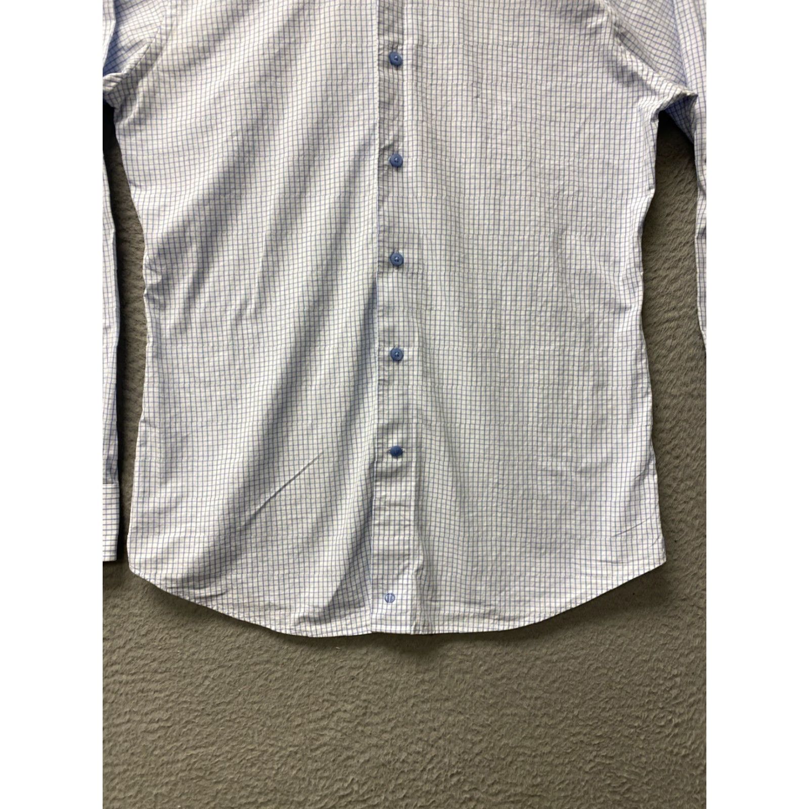 David Donahue David Donahue Dress Shirt Men 15.5 Slim 34/35 White Blue Check Long Sleeve Button Collared Shirt /0461 Size 42R - 2 Thumbnail