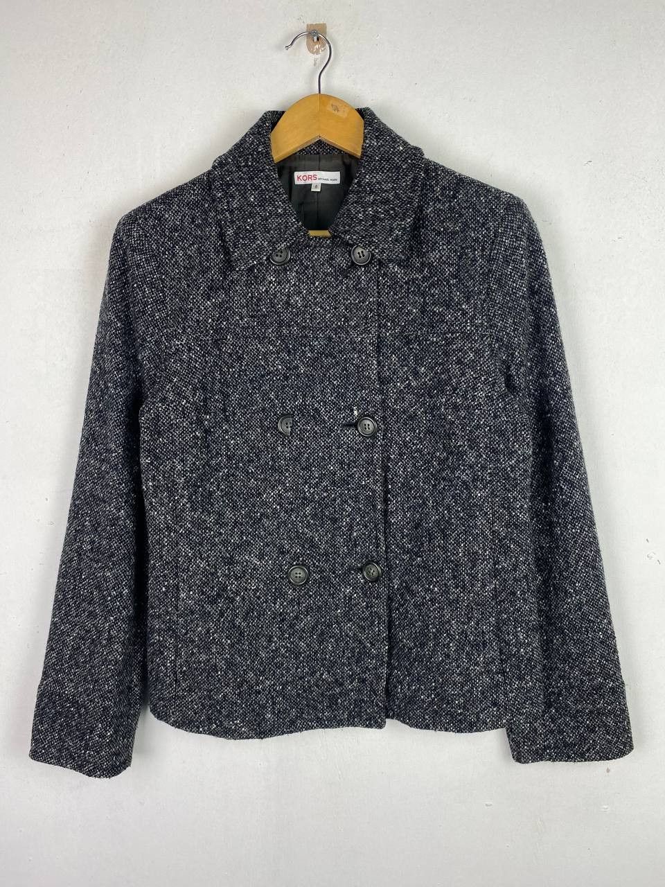 image of Avant Garde x Cashmere Wool Michel Kors Wool Jacket Salt And Peppers Design in Black White (Size Me