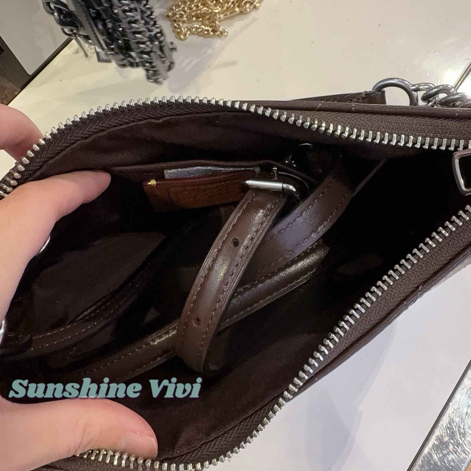 Coach NWT Coach Teri Shoulder Bag With Quilting CDP32 Silver/Maple Size ONE SIZE - 7 Thumbnail