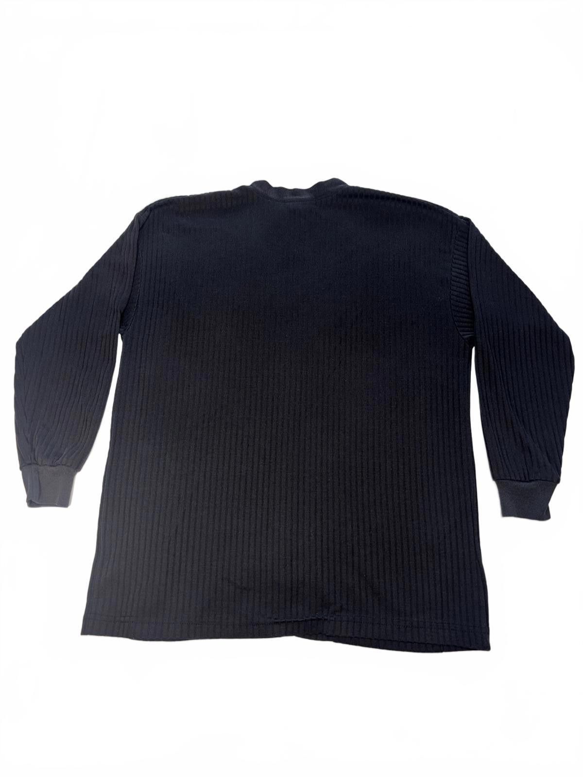 Designer Cozy Black Ribbed Cardigan Sweater Size M / US 6-8 / IT 42-44 - 2 Thumbnail