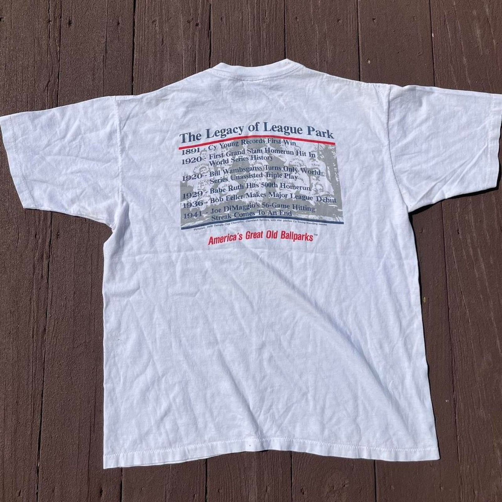 MLB Vintage League Park Cleveland Baseball Single Stitch Shirt Size US XL / EU 56 / 4 - 5 Thumbnail
