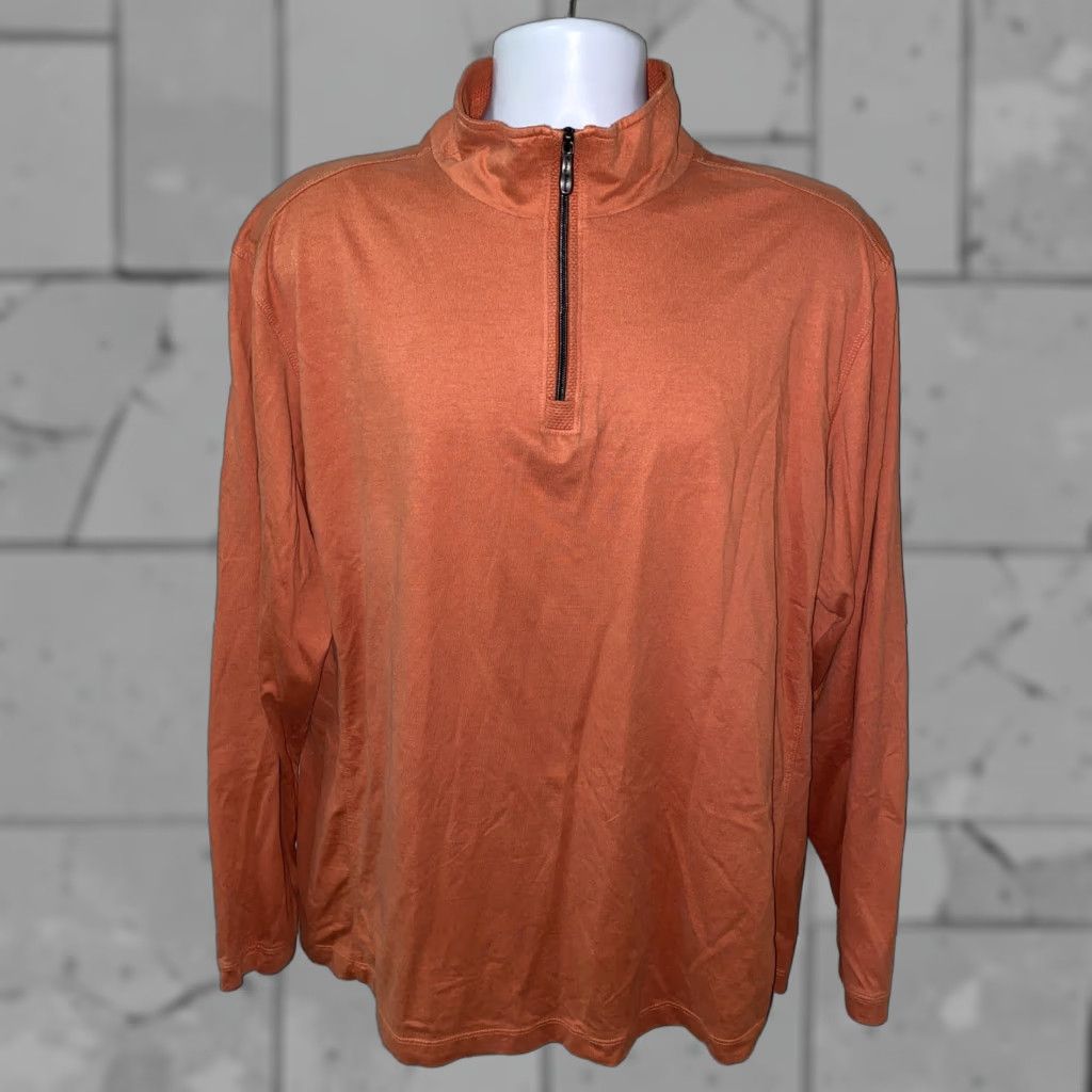 Tommy Bahama Tommy Bahama Men's Pullover Sweater 1/2 Zip XL Orange Cotton Modal Vintage-Free Size US XL / EU 56 / 4 - 1 Thumbnail