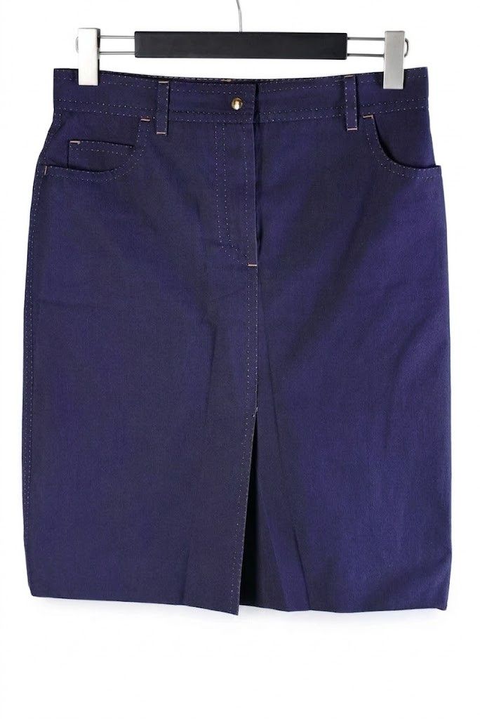 Louis Vuitton Women's Louis Vuitton Navy Silk Blend Pencil Skirt Size L Size 30" / US 8 / IT 44 - 1 Thumbnail