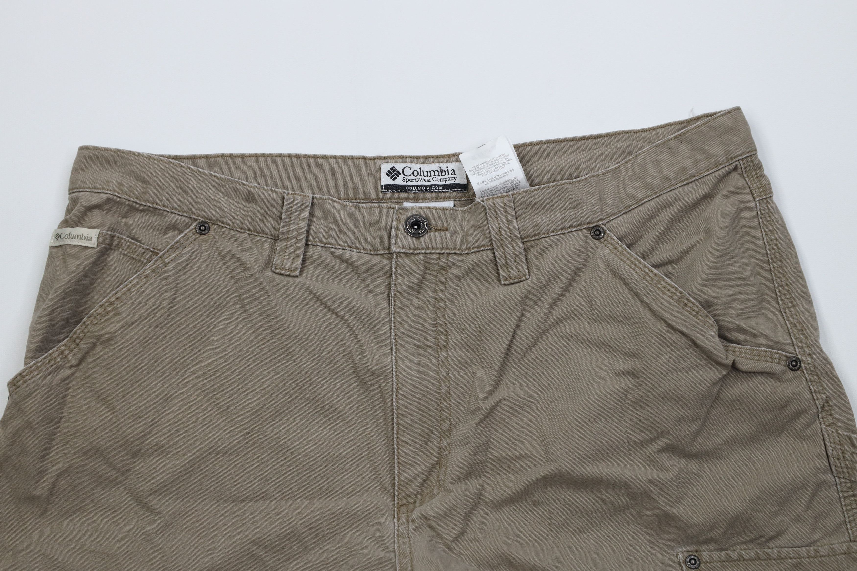 Columbia Vintage Y2K Columbia Above Knee Dungaree Shorts Beige Cotton Size US 38 / EU 54 - 2 Thumbnail