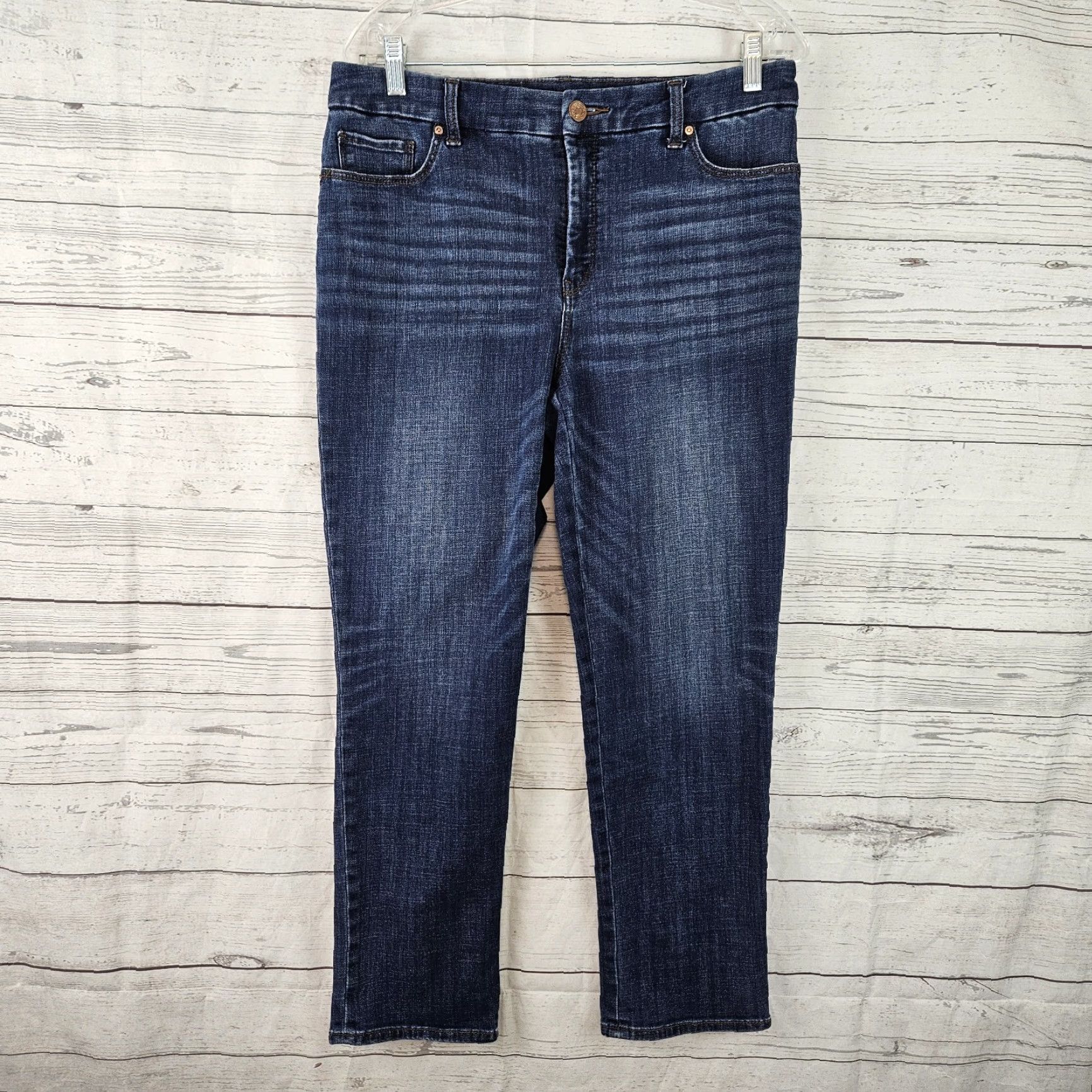 Vintage Chico's Womens So Slimming Girlfriend Slim Leg Crop Jeans Sz 10 Blue Mid Rise Jeans Cropped Womens Slimming 10 Blue Chico's Size 32" / US 10 / IT 46 - 2 Thumbnail