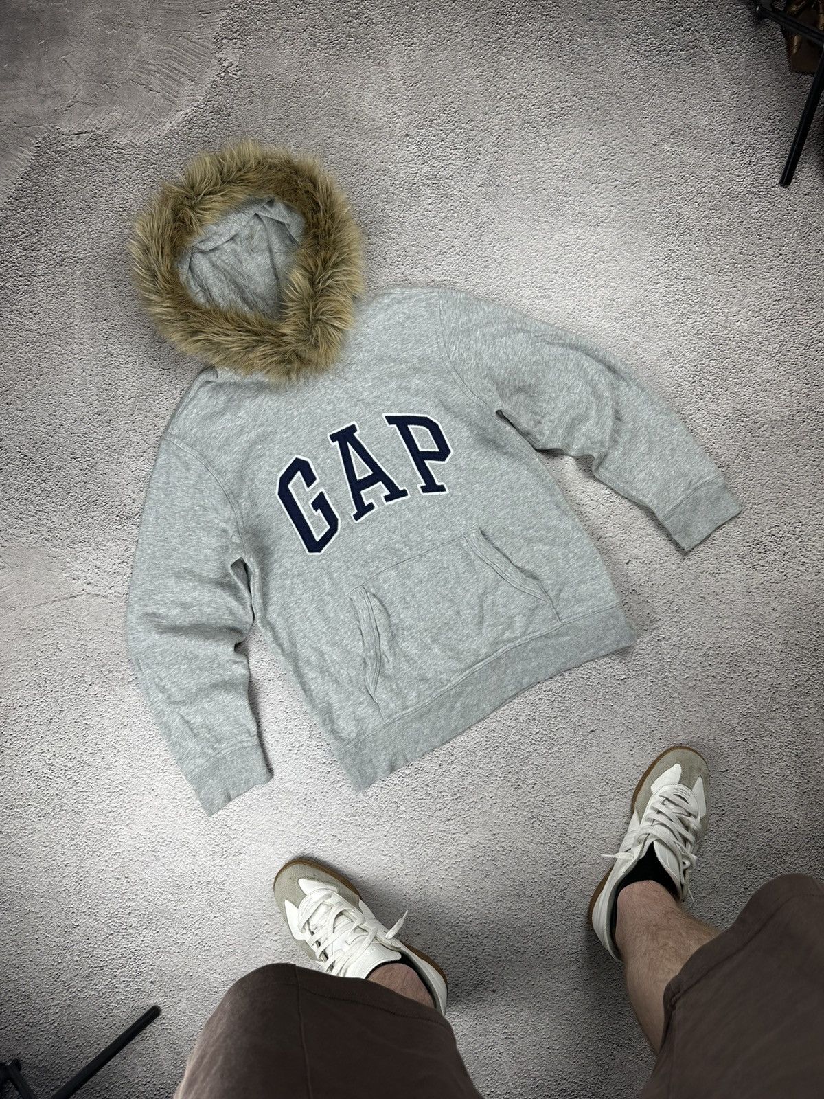 Gap Vintage Gap Fur Fuzzy Hoodie Y2K Hype Style Boxed Logo | Grailed