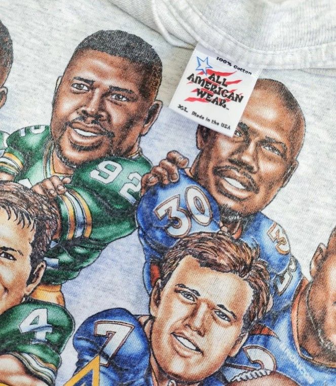 NFL × Vintage Vintage Super Bowl XXXII Caricature 1998 Full Print T-shirt Size US XL / EU 56 / 4 - 8 Thumbnail