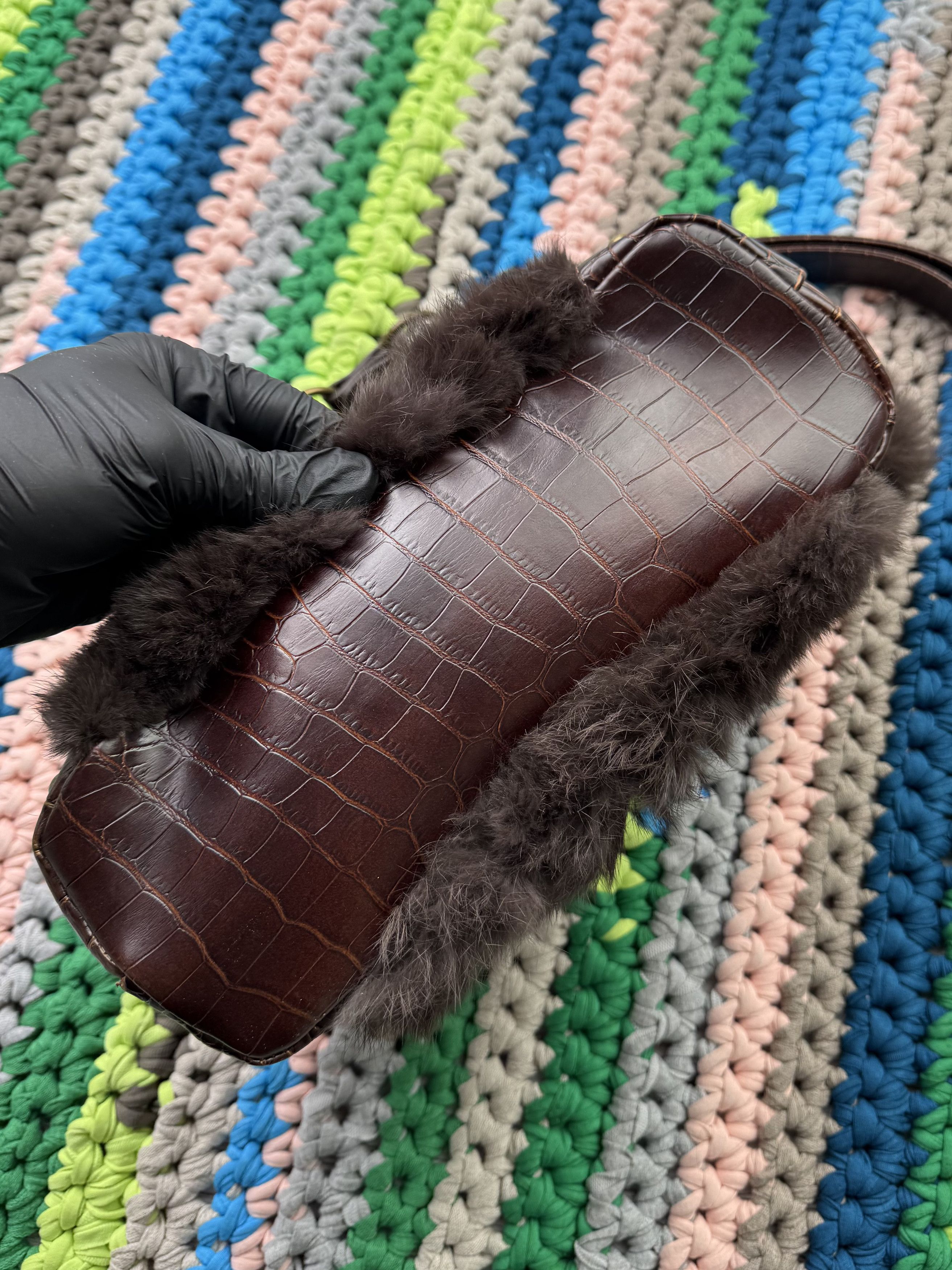 Japanese Brand Vintage Bag With Real Fur D15(ET1) Size ONE SIZE - 6 Thumbnail
