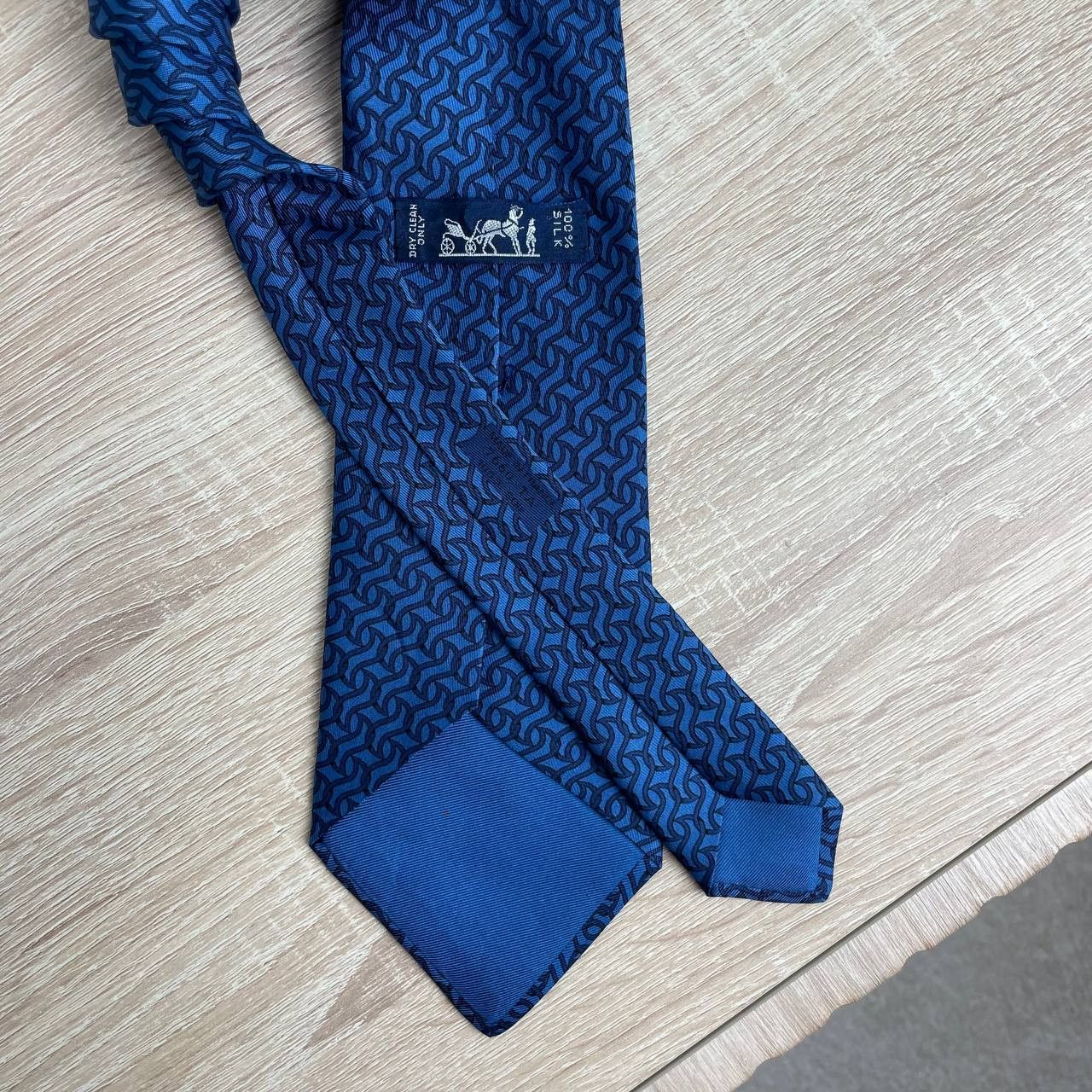 Hermes Hermes Paris Silk Tie 7660 TA Geometry Blue Size ONE SIZE - 4 Thumbnail