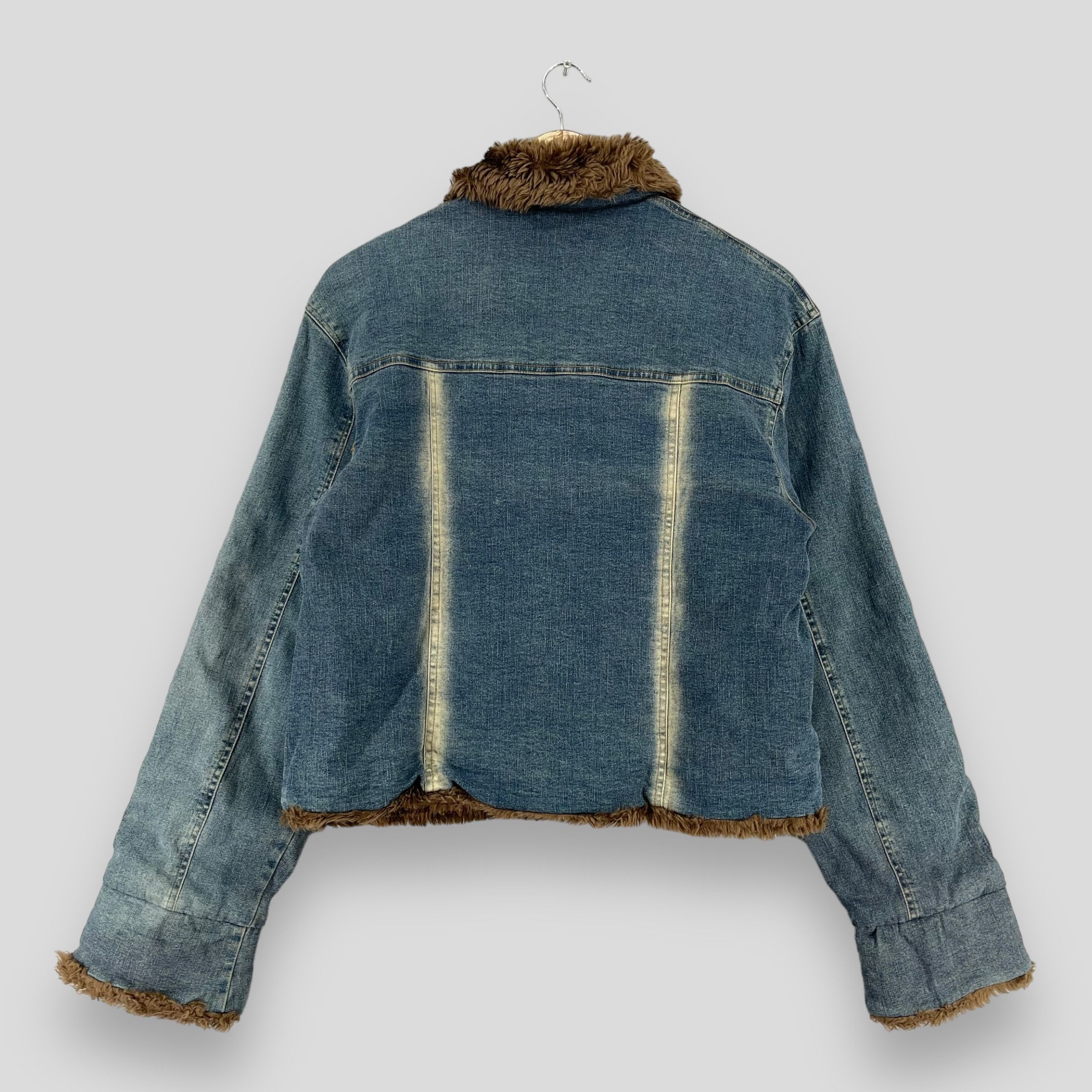 Other Vintage Distressed Winter Faux Fur Denim Button Up Jacket Size M / US 6-8 / IT 42-44 - 6 Thumbnail