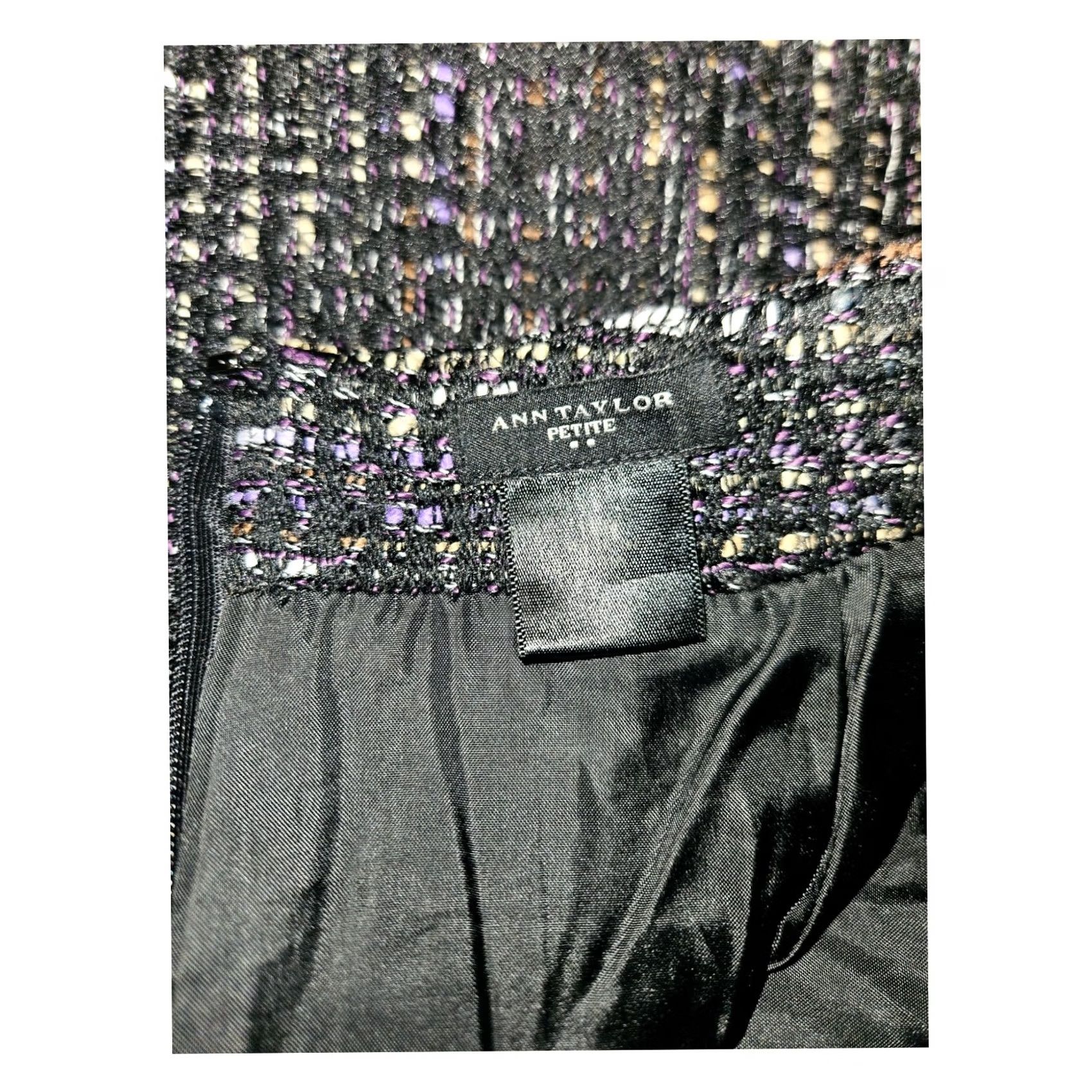 Ann Taylor VINTAGE Ann Taylor Petite Pencil Skirt 12P Women's Black Abstract Lined Casual Workwear Size 34" / US 12 / IT 48 - 2 Thumbnail