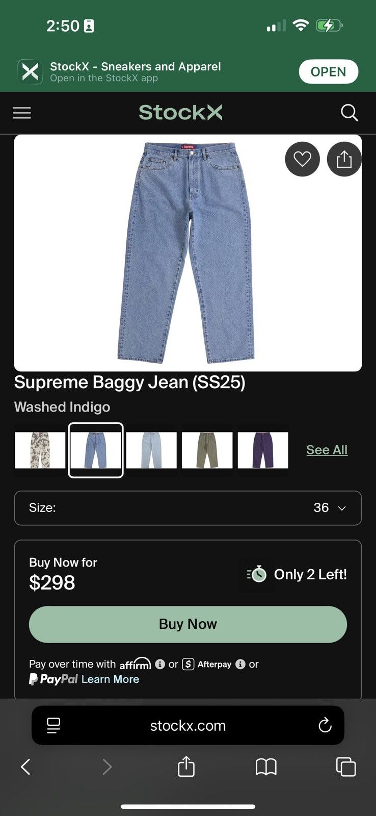 Supreme Supreme Baggy Jean (SS25) Size US 30 / EU 46 - 2 Thumbnail
