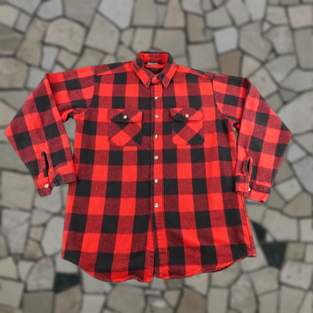 Vintage VINTAGE Five Brothers Flannel Shirt Men's Large Tall Outdoor Plaid Heavyweight Cotton Made USA 90s Size US L / EU 52-54 / 3 - 1 Thumbnail