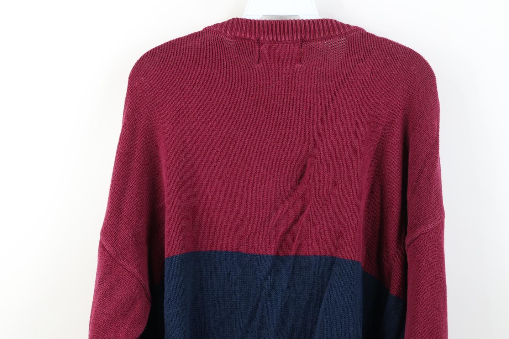 Vintage Vintage 90s Streetwear Block Cotton Knit Crewneck Sweater Size US XL / EU 56 / 4 - 10 Thumbnail
