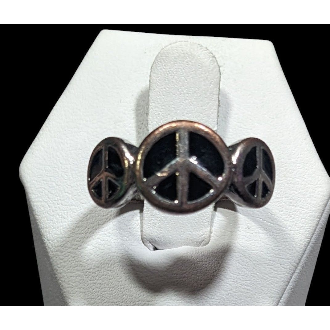 Other 90s Style Triple Peace Sign Black And Silver Tone Enamel Fil Size ONE SIZE - 1 Thumbnail