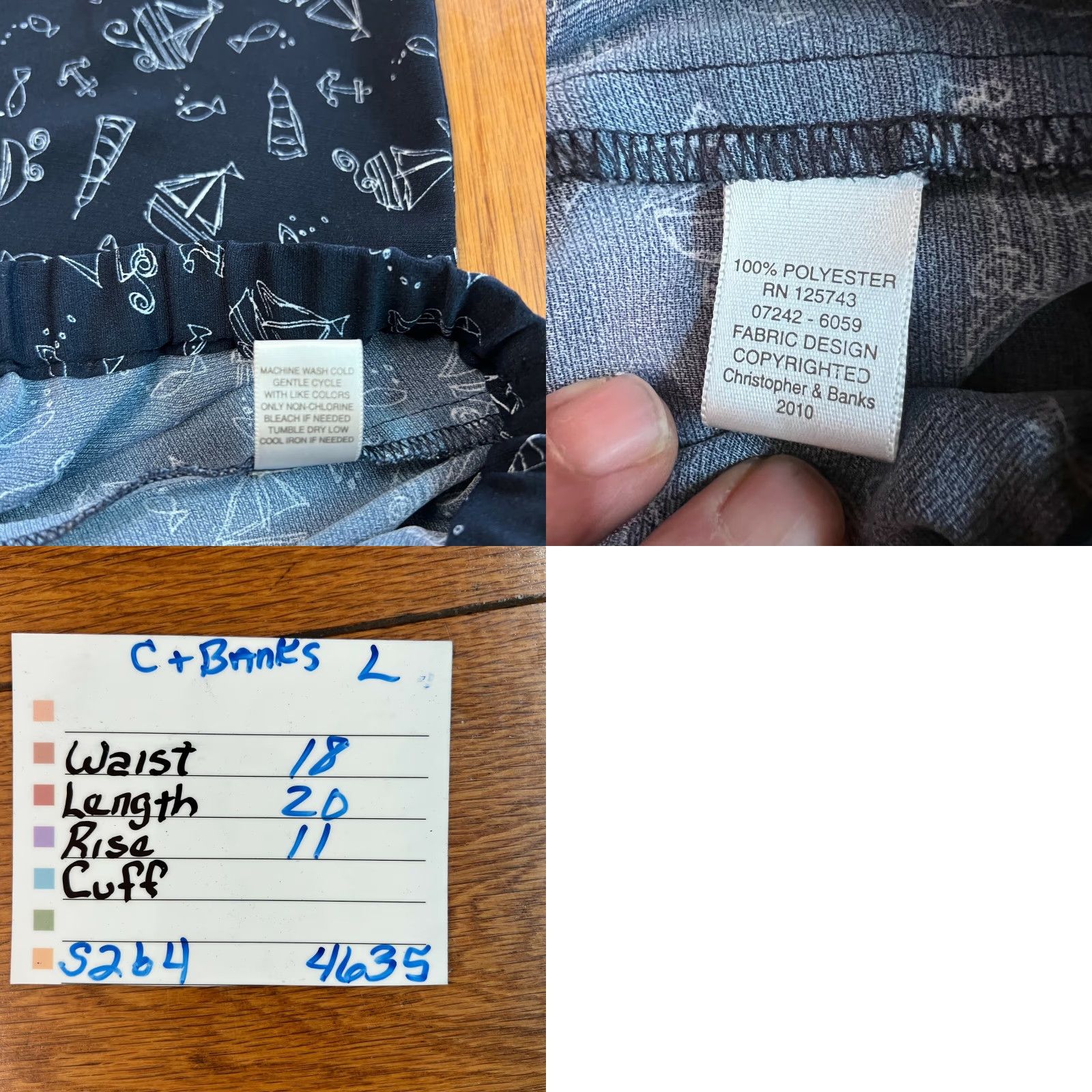 Vintage Christopher & Banks Womens Capri Pants Blue Elastic Waist Cropped Size Large - Regular Inseam 20 in Pant Size 36" / US 14 / IT 50 - 8 Thumbnail