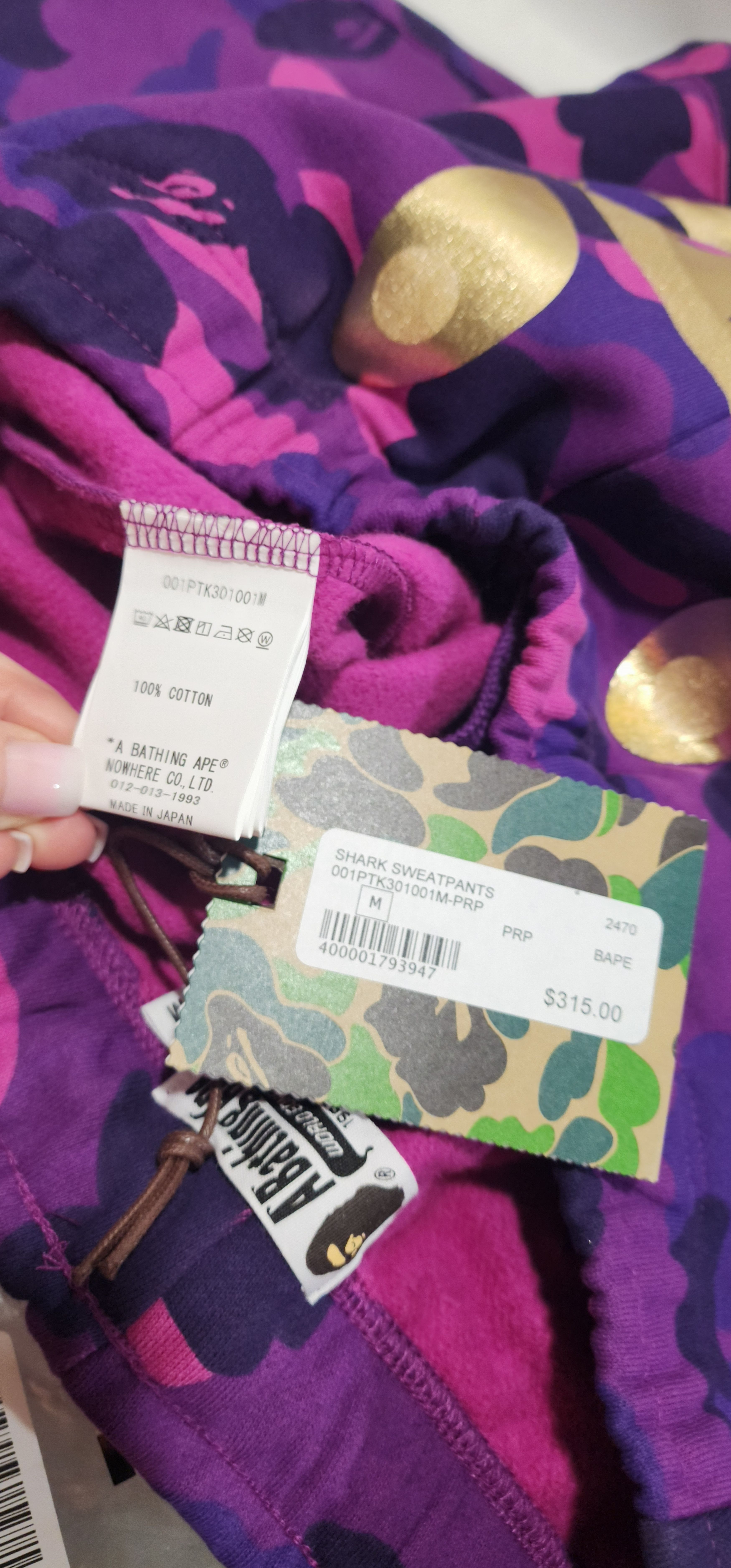 Bape Bape Purple Color Camo Shark Sweat Pants Men’s Med New Size US 34 / EU 50 - 14 Thumbnail