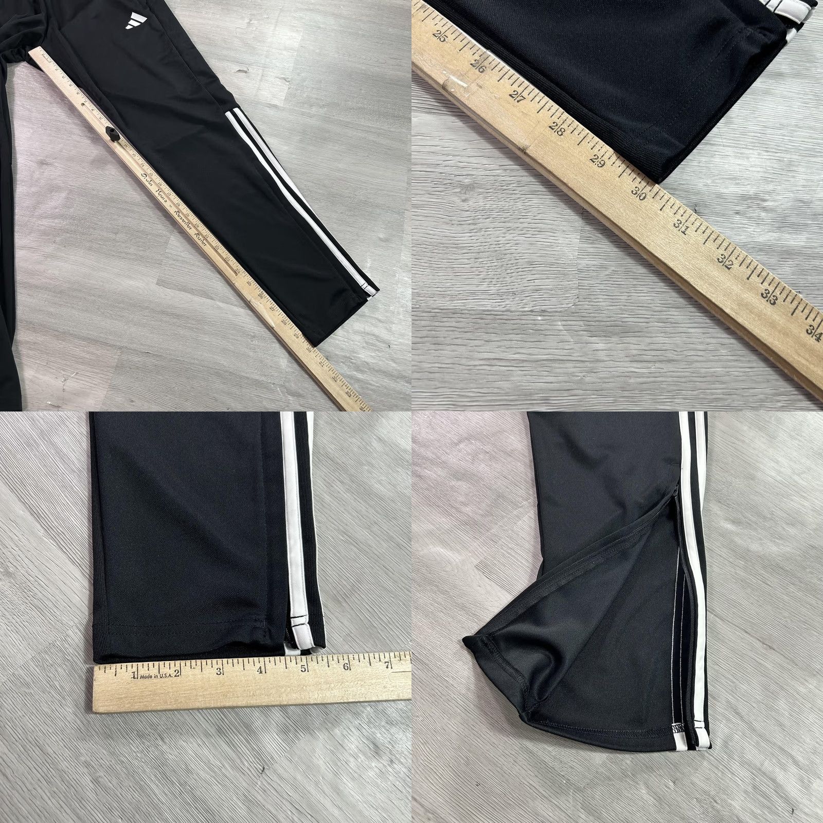 Adidas Adidas Men M Black Track Pants 3 Stripe AEROREADY Elastic Waist Pockets Zip Hem Slim Tapered Knit IR7848 Size US 31 - 8 Thumbnail